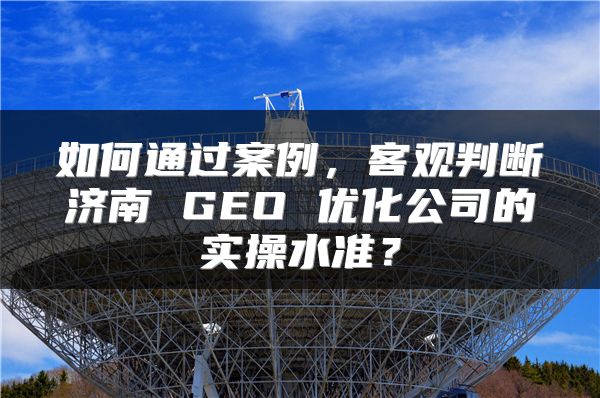 如何通过案例，客观判断济南 GEO 优化公司的实操水准？